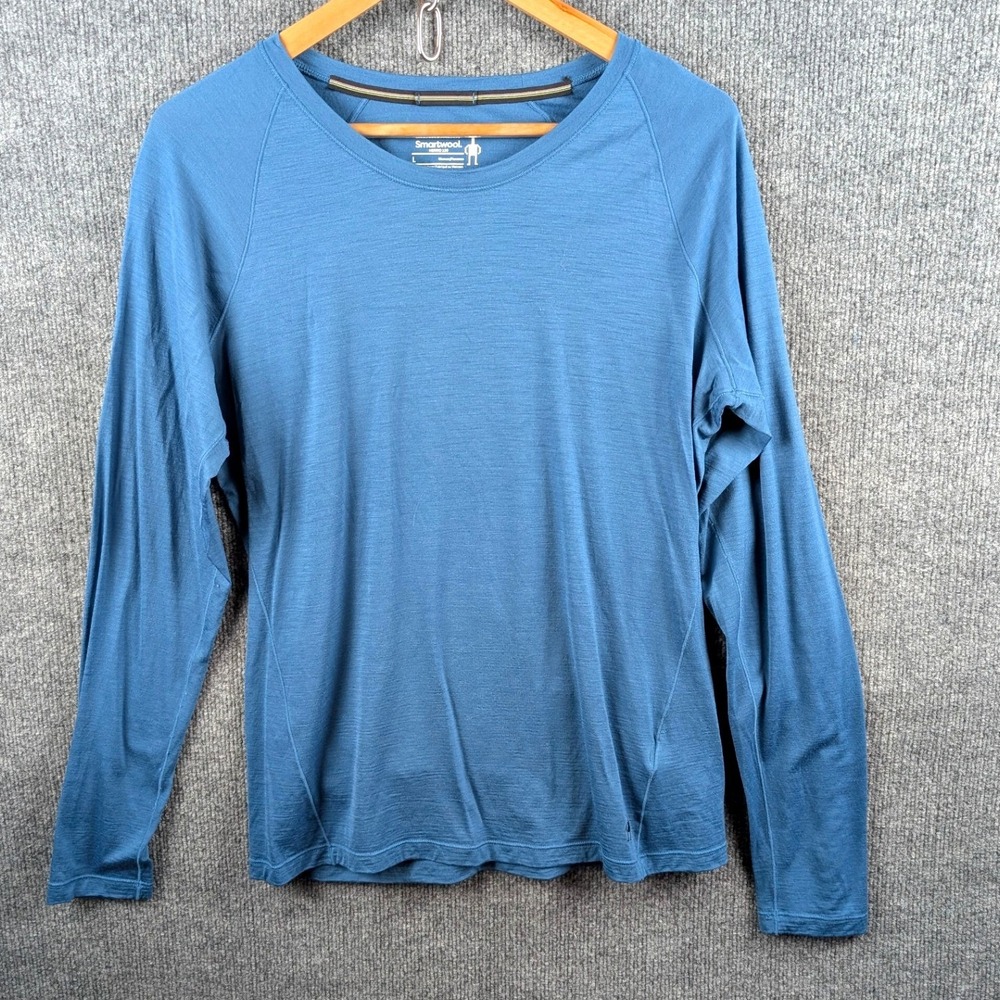 Smartwool Merino 150 base layer top Womens L Blue Long Sleeve Wool Layering Warm